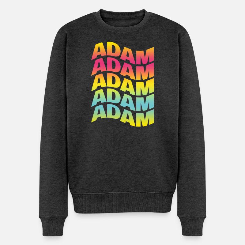 T-Shirt Adam Text Wellentexteffekt - Männer Premium Bio Pullover - Anthrazit meliert