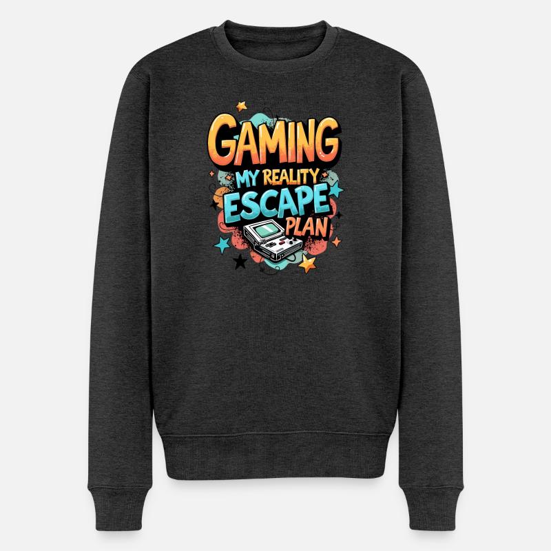 GAMING : MON PLAN D’ÉVASION DE LA RÉALITÉ - Pull Premium bio Homme - anthracite chiné
