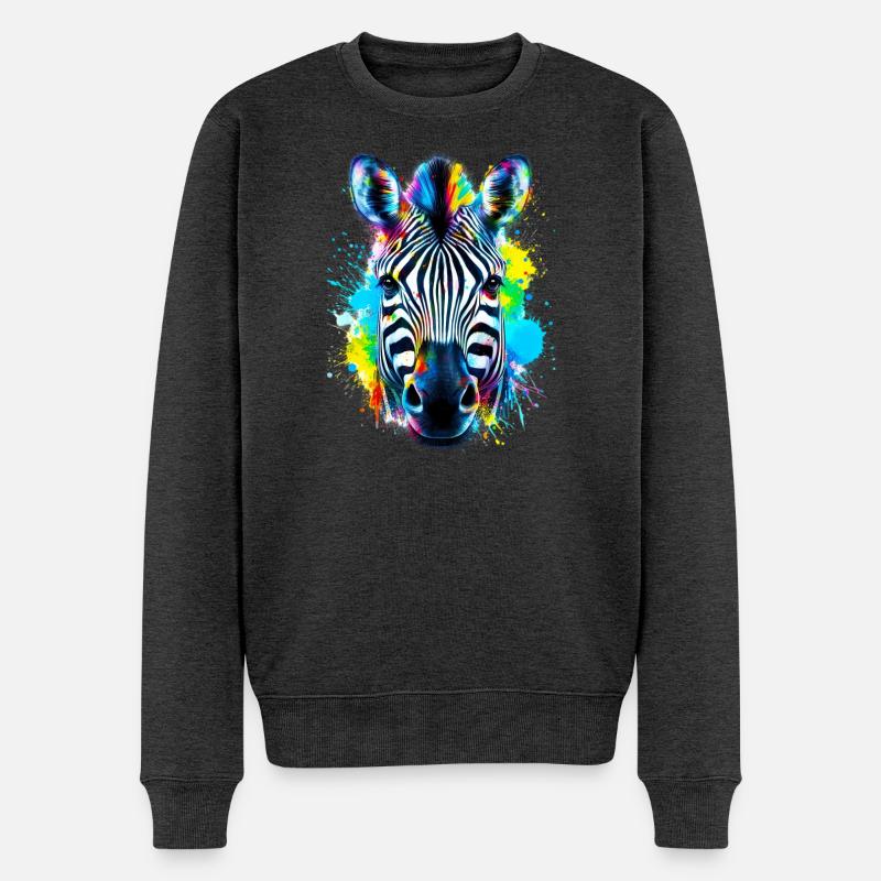 Zebra - Männer Premium Bio Pullover - Anthrazit meliert