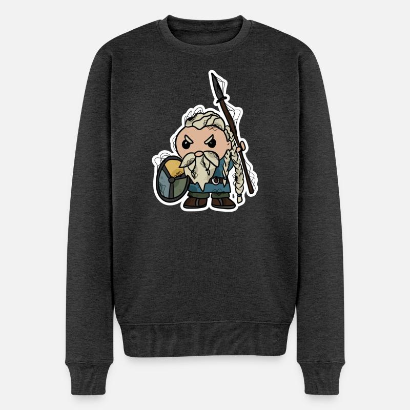 Wikinger | Krieger | Zwerg - Männer Premium Bio Pullover - Anthrazit meliert