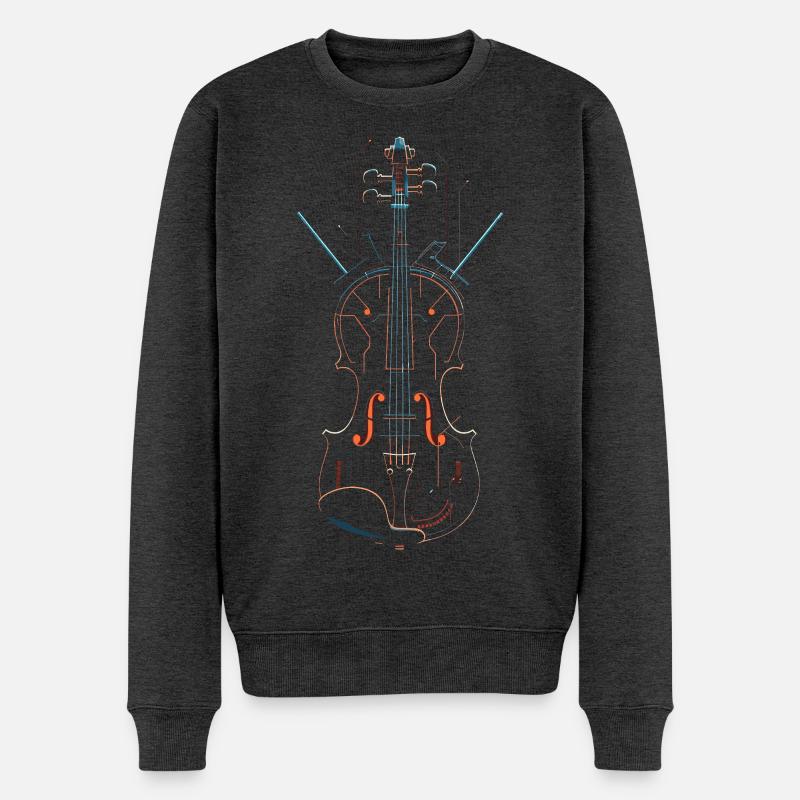 Geige - Männer Premium Bio Pullover - Anthrazit meliert