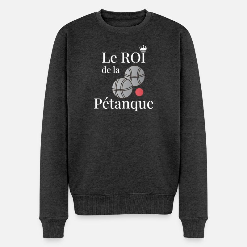Le ROI de la Pétanque Cadeau Parfait Papi - Pull Premium bio Homme - anthracite chiné