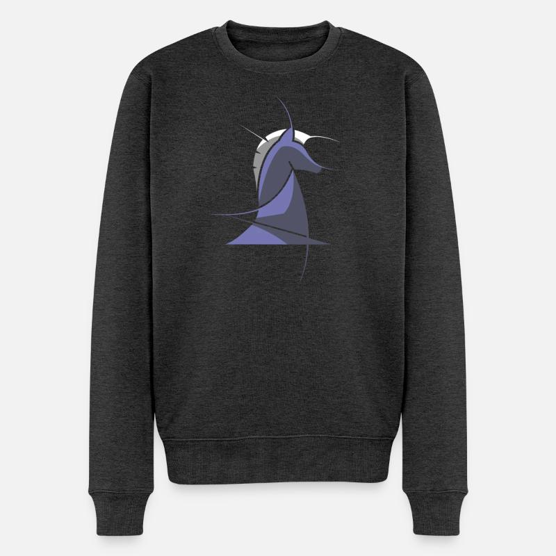 Schachpferd modern – Abstraktes Chess Design - Männer Premium Bio Pullover - Anthrazit meliert