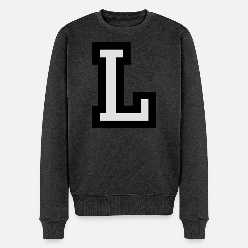 Buchstabe L - Männer Premium Bio Pullover - Anthrazit meliert