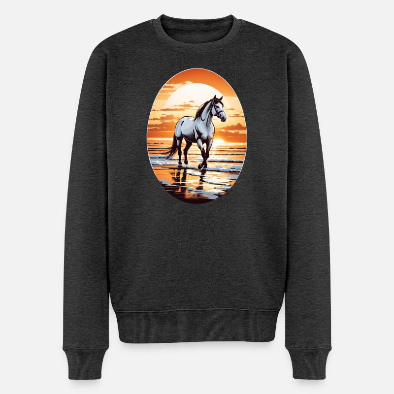 Cheval sur la plage - Pull Premium bio Homme - anthracite chiné