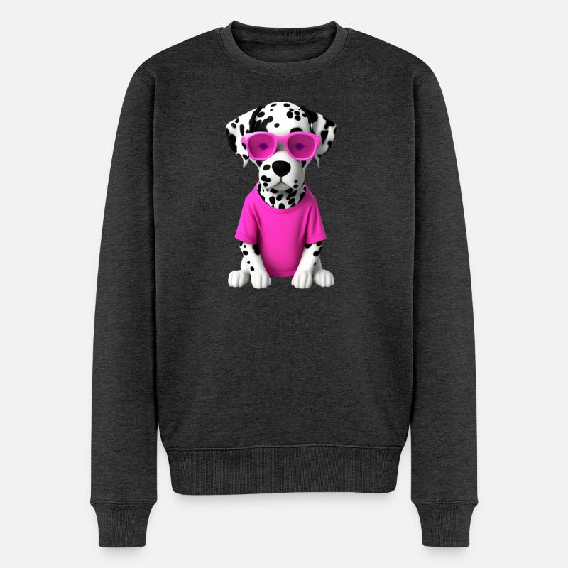 Dalmatiner in Pink - Männer Premium Bio Pullover - Anthrazit meliert