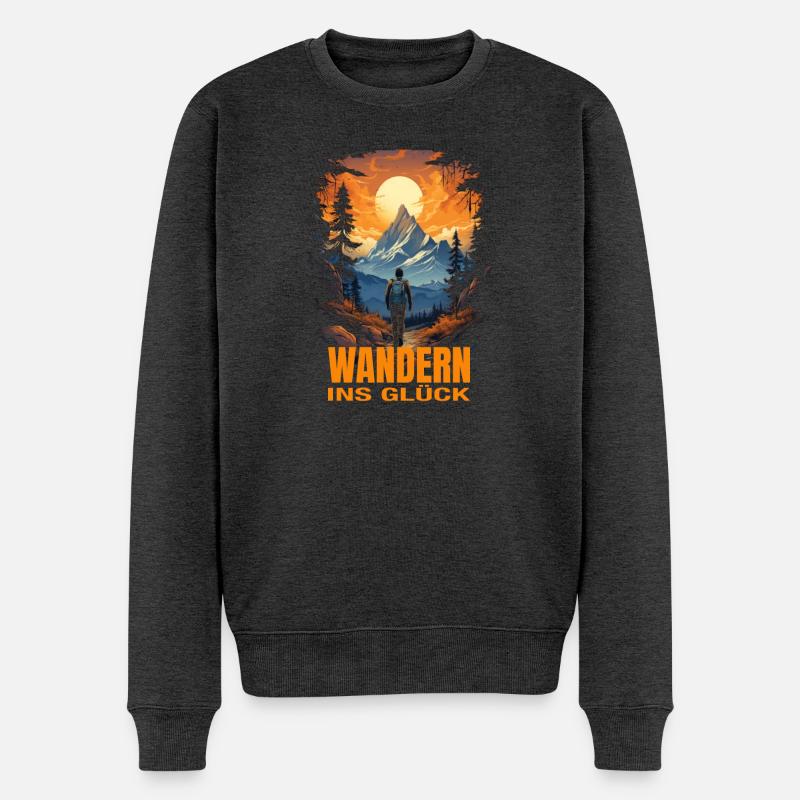 Wandern ins Glück - Männer Premium Bio Pullover - Anthrazit meliert