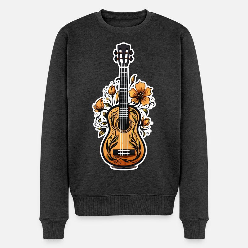 Ukulele Grafik - Männer Premium Bio Pullover - Anthrazit meliert