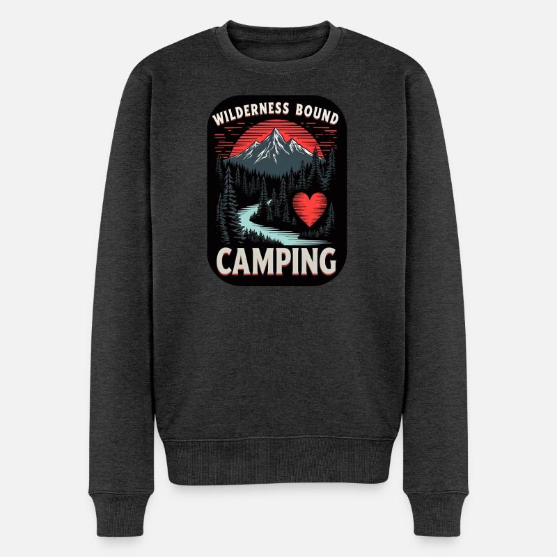 Wilderness Bound Camping Herz - Männer Premium Bio Pullover - Anthrazit meliert