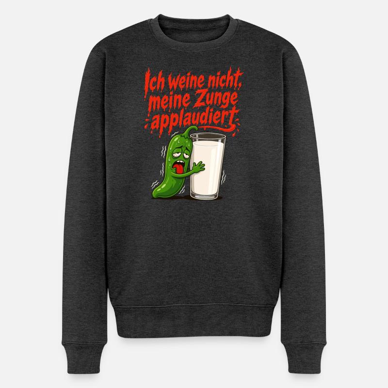 Chili Scharf Zunge Milch - Männer Premium Bio Pullover - Anthrazit meliert