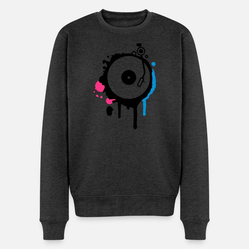 Turntable Graffiti - Männer Premium Bio Pullover - Anthrazit meliert