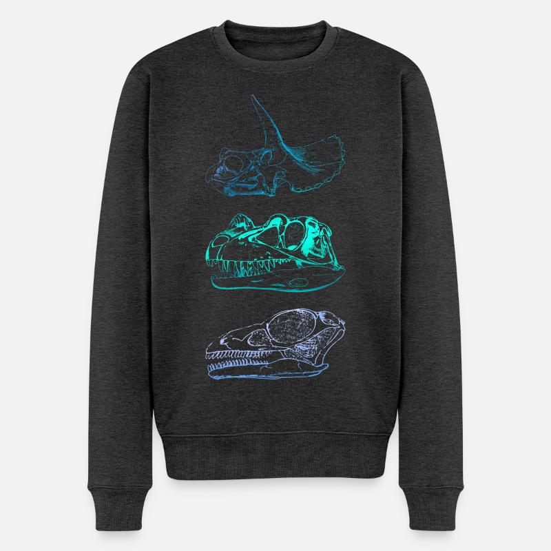 Dinosaurier-Schädel - Männer Premium Bio Pullover - Anthrazit meliert