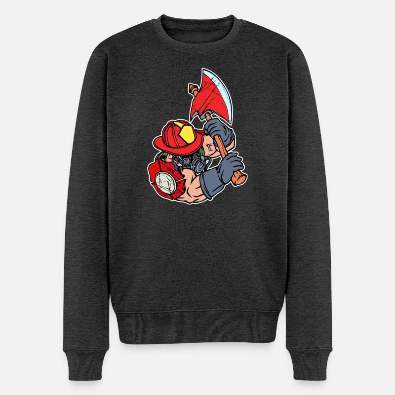 Feuerwehr Brandschutz Lebensretter Feuerwehrmann - Männer Premium Bio Pullover - Anthrazit meliert