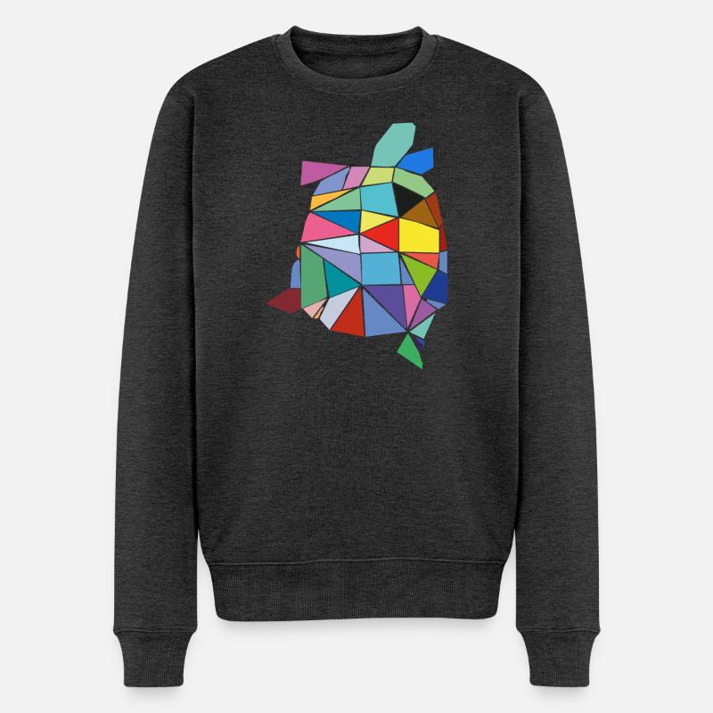 Schildkröte bunt - Männer Premium Bio Pullover - Anthrazit meliert