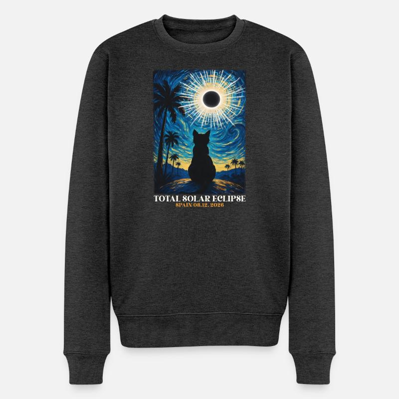 Totale Sonnenfinsternis Van Gogh Stil Spanien 2026 - Männer Premium Bio Pullover - Anthrazit meliert