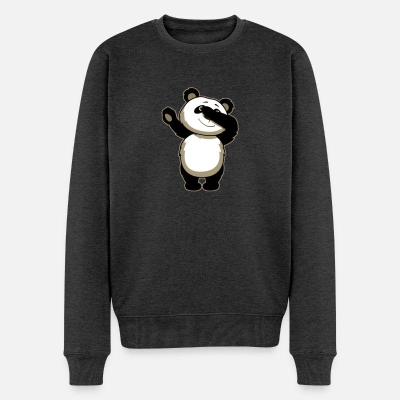 Panda Dab lustig - Männer Premium Bio Pullover - Anthrazit meliert