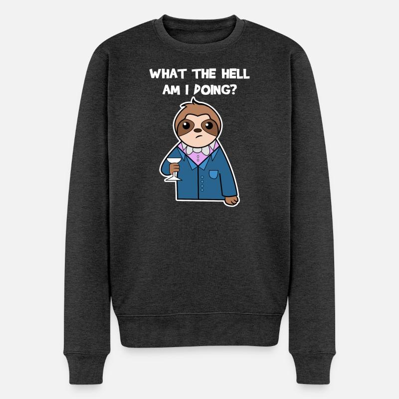 Tier Faultier Relax Urwaldbewohner Statement - Männer Premium Bio Pullover - Anthrazit meliert