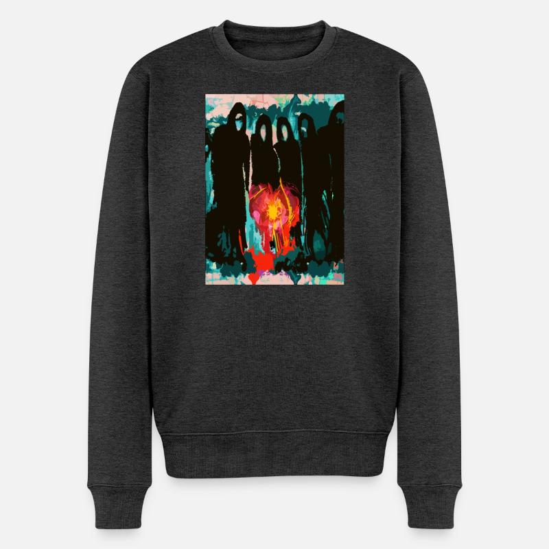 Blütenfeuer Silhouettenkreis - Männer Premium Bio Pullover - Anthrazit meliert