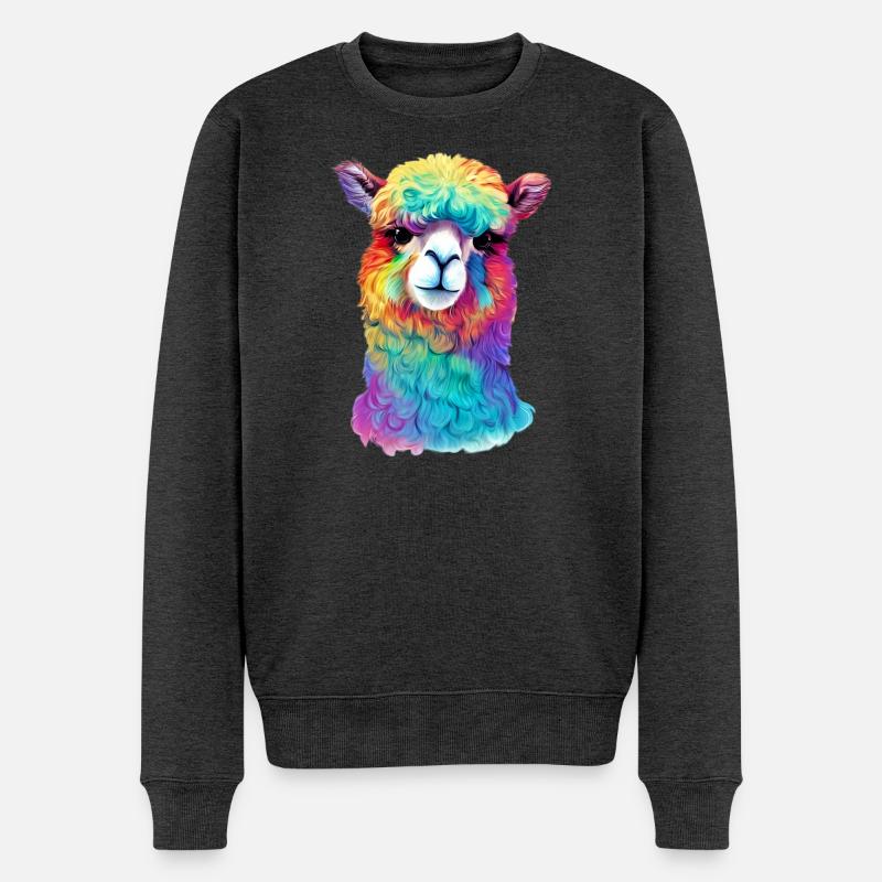 Alpaka - Männer Premium Bio Pullover - Anthrazit meliert