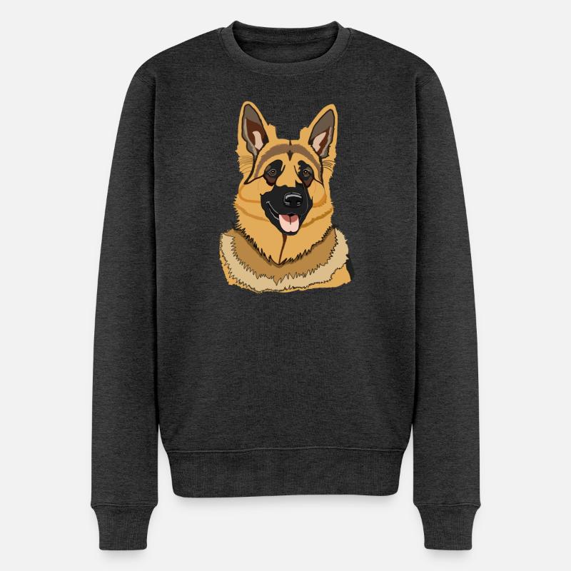 Hund Deutscher Schäferhund - Männer Premium Bio Pullover - Anthrazit meliert