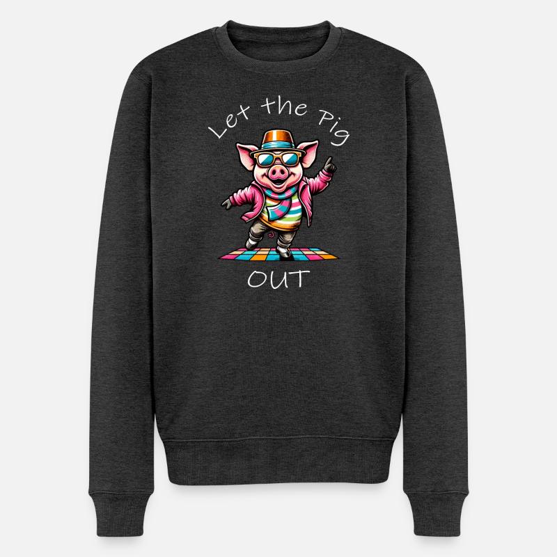 Lustige Tanz Sau - Männer Premium Bio Pullover - Anthrazit meliert