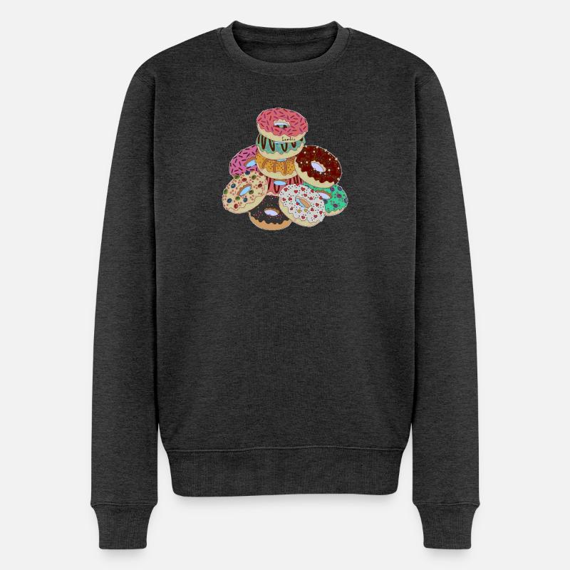 Pyramide de beignets arc-en-ciel - Pull Premium bio Homme - anthracite chiné