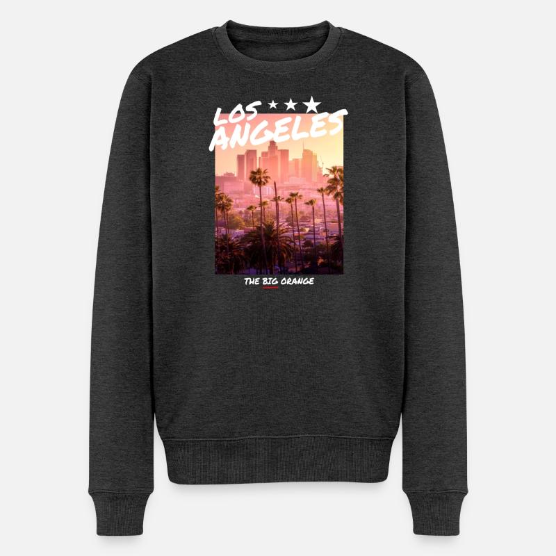 Los Angeles - Männer Premium Bio Pullover - Anthrazit meliert