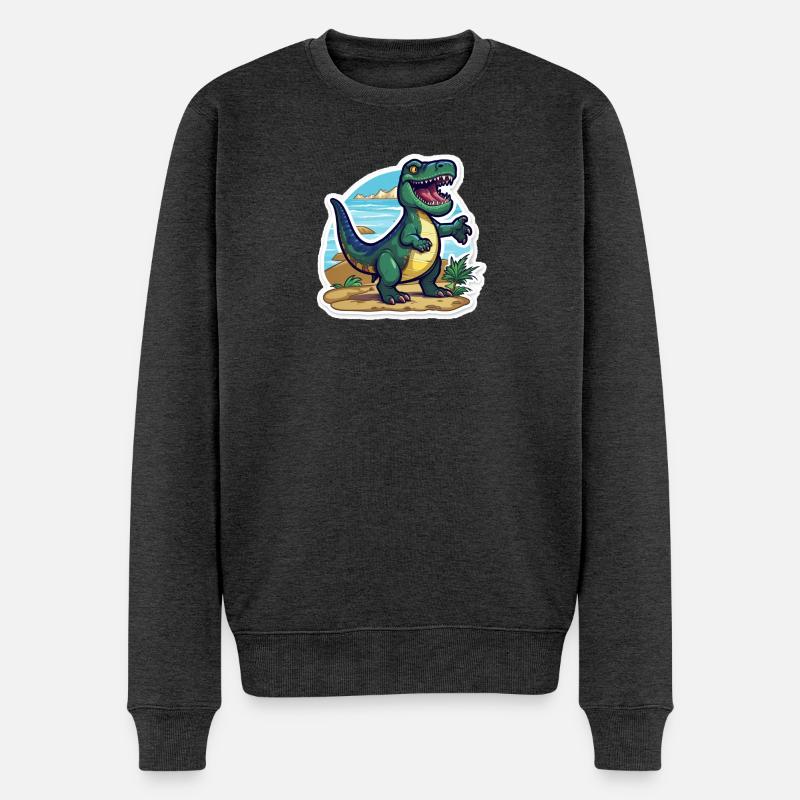 Der Trex Dino ist Unterwegs - Männer Premium Bio Pullover - Anthrazit meliert