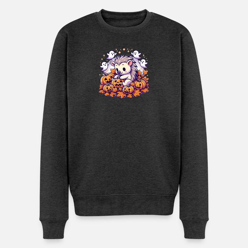 Süßes Schwein Halloween Deko mit Kürbissen - Männer Premium Bio Pullover - Anthrazit meliert