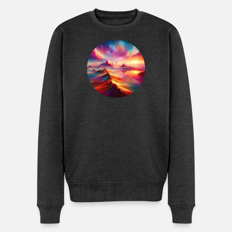 Bunte Landschaft mit Bergen und Himmel - Männer Premium Bio Pullover - Anthrazit meliert