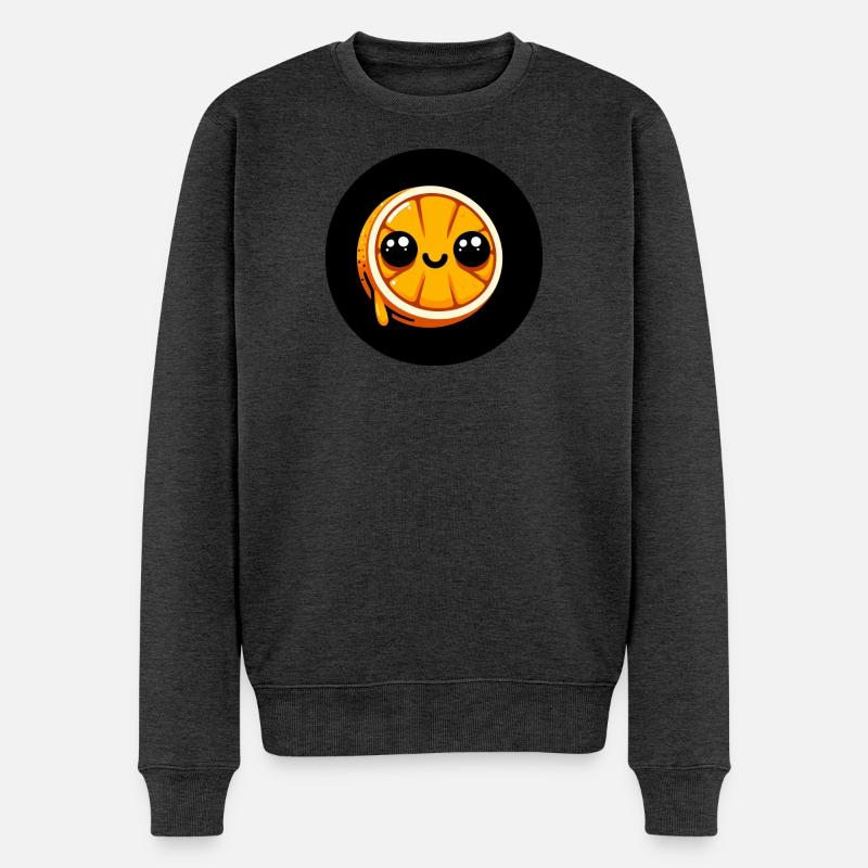 Comic Orange mit Augen - Männer Premium Bio Pullover - Anthrazit meliert