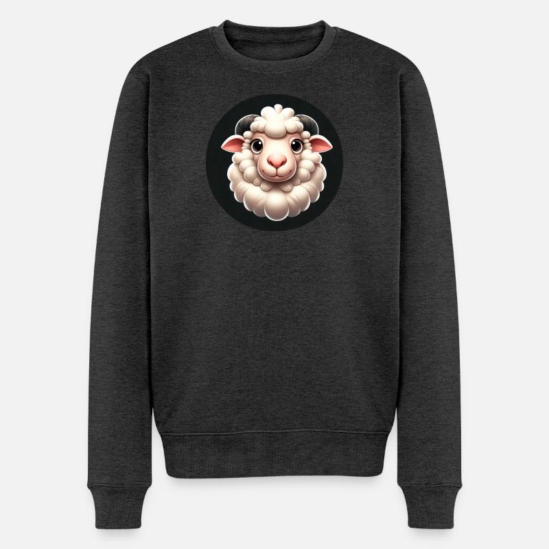 3D Grafik Schaf weiß - Männer Premium Bio Pullover - Anthrazit meliert