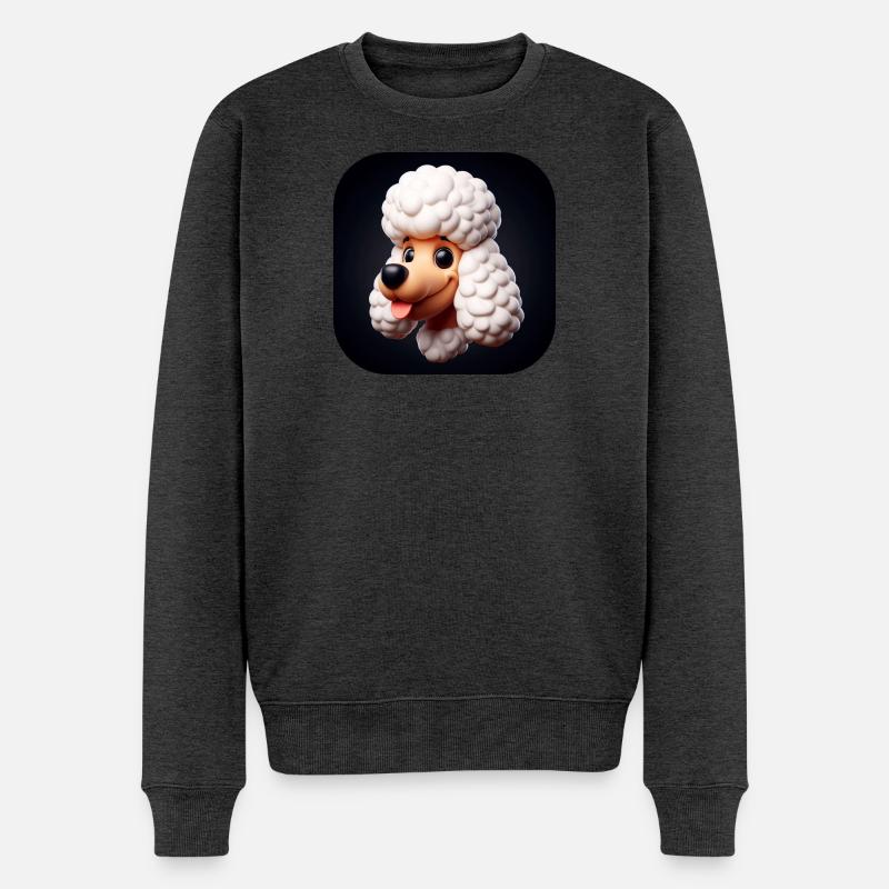 Comic Pudel Hund - Männer Premium Bio Pullover - Anthrazit meliert