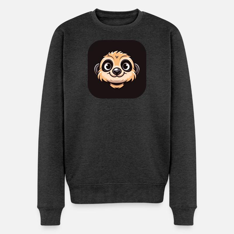 Comic Erdmännchen Kopf - Männer Premium Bio Pullover - Anthrazit meliert