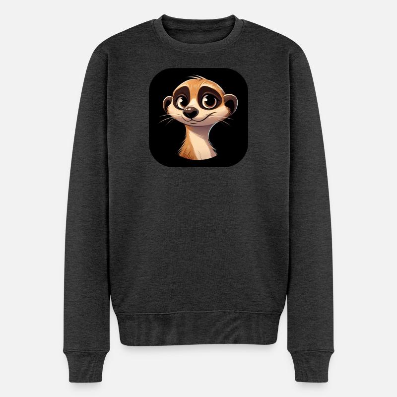 Erdmännchen Kopf Cartoon Comic Portrait - Männer Premium Bio Pullover - Anthrazit meliert