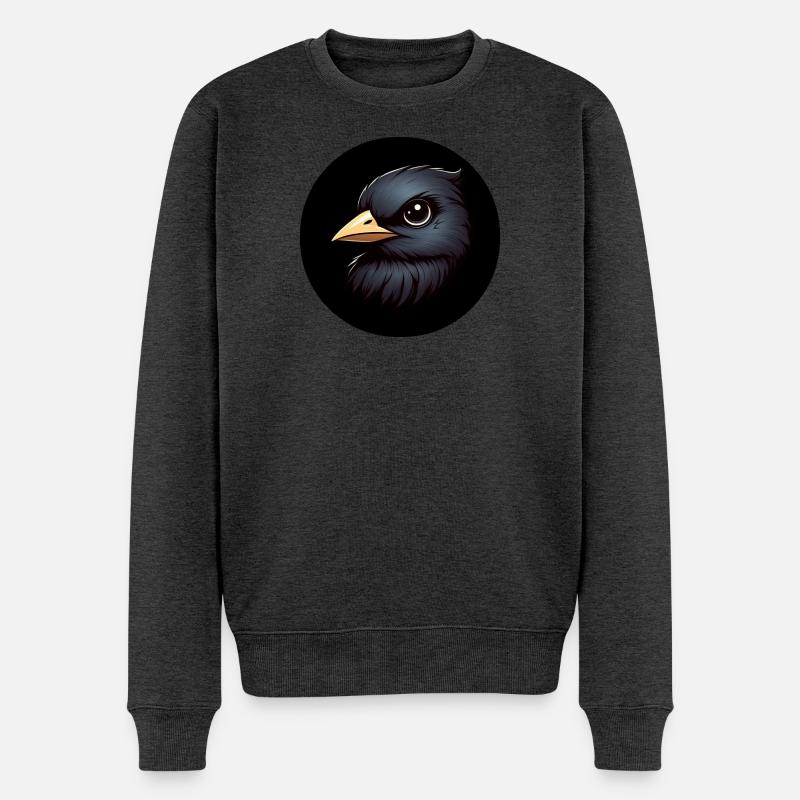 Rabe im Animationsstil - Männer Premium Bio Pullover - Anthrazit meliert