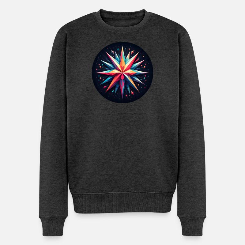Polygon Stern bunt - Männer Premium Bio Pullover - Anthrazit meliert