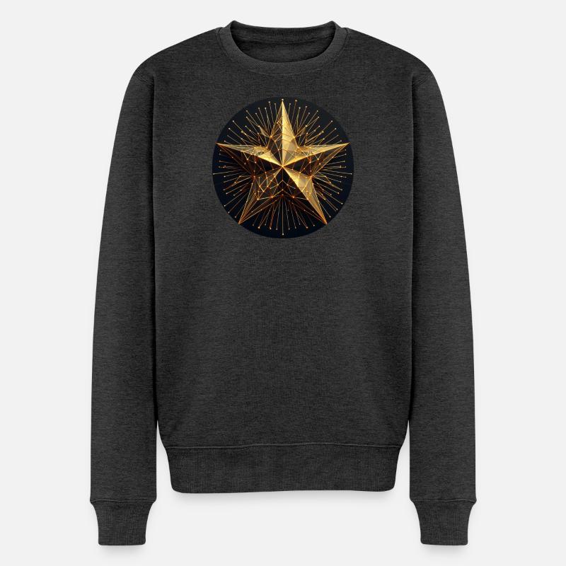 Polygon Stern gold - Männer Premium Bio Pullover - Anthrazit meliert