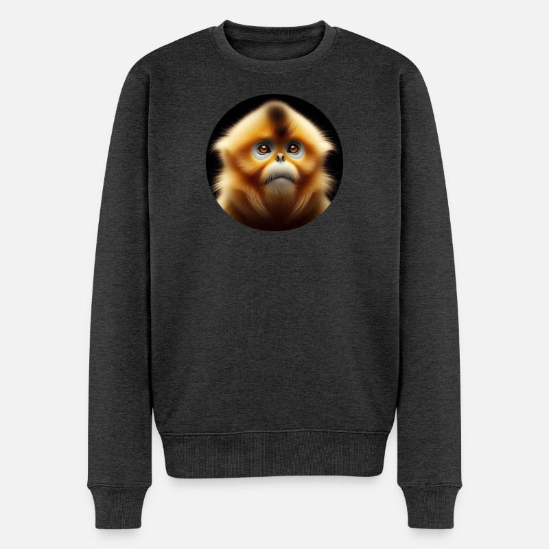 Affe Kapuziner Fotorealistisch - Männer Premium Bio Pullover - Anthrazit meliert