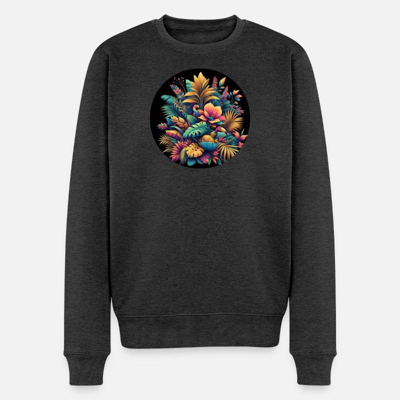 Blumen Pflanzen Bunt Blumenstrauß - Männer Premium Bio Pullover - Anthrazit meliert