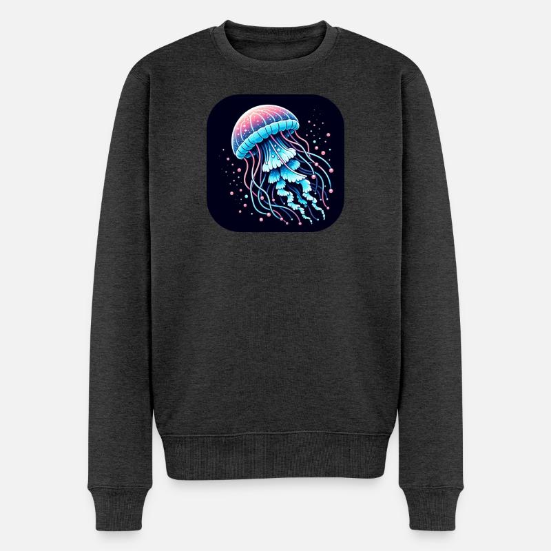 Cartoon Qualle - Männer Premium Bio Pullover - Anthrazit meliert