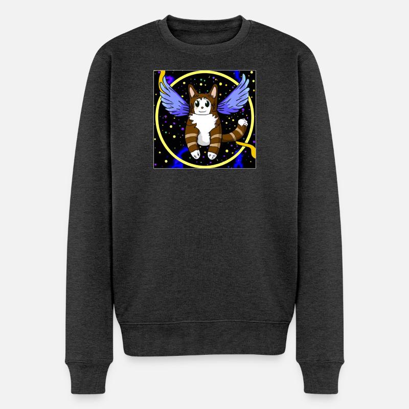 Engelskatze im Weltraum. - Männer Premium Bio Pullover - Anthrazit meliert