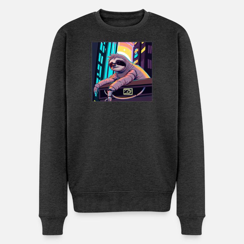 Cyberpunk-Faultier. - Männer Premium Bio Pullover - Anthrazit meliert
