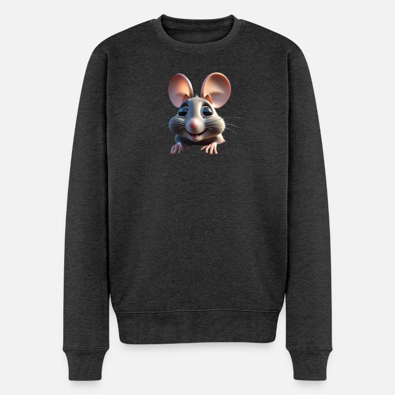 Mouse 1 - Männer Premium Bio Pullover - Anthrazit meliert