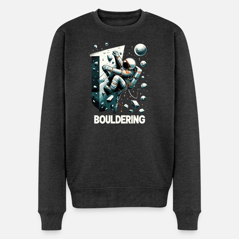 Bouldern Astronaut Raumfahrer Geschenk - Männer Premium Bio Pullover - Anthrazit meliert