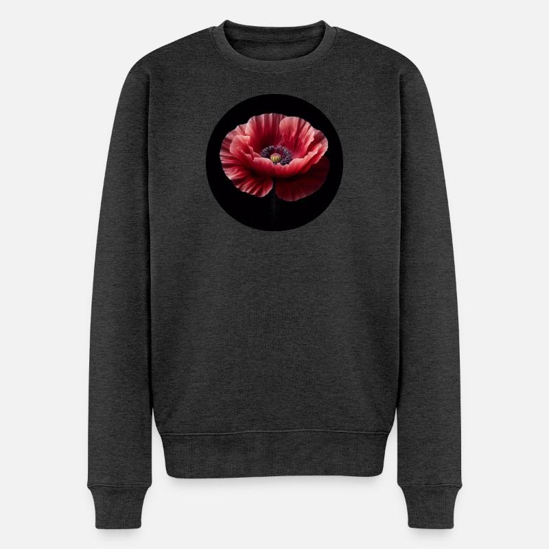 Mohnblume fotorealistisch - Männer Premium Bio Pullover - Anthrazit meliert