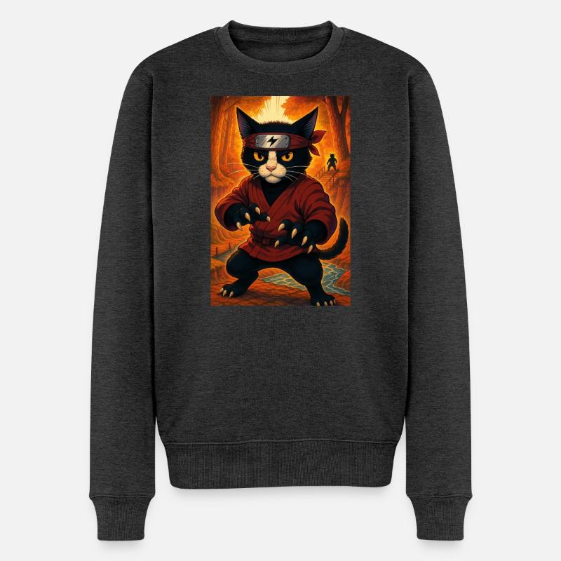 Lokinja bunt - Männer Premium Bio Pullover - Anthrazit meliert