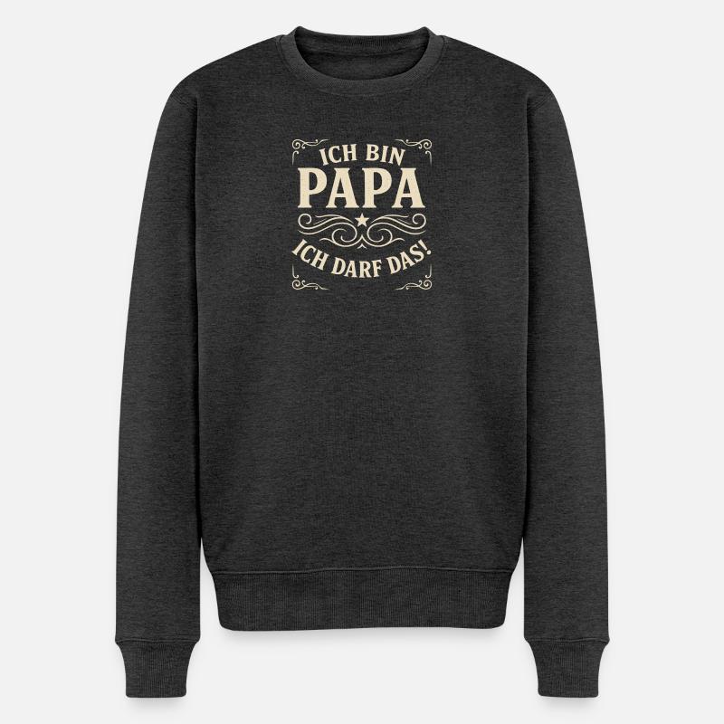 Papa ich darf das - Männer Premium Bio Pullover - Anthrazit meliert