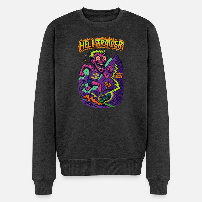 Hell Trailer Abenteuer-Design - Männer Premium Bio Pullover - Anthrazit meliert