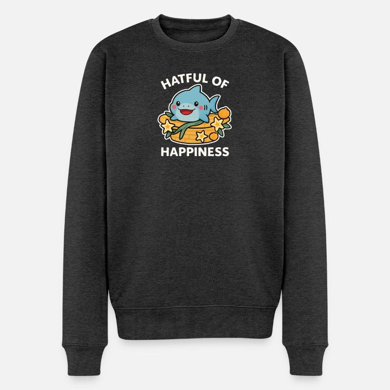 Süßer Hai im Glückskorb - Männer Premium Bio Pullover - Anthrazit meliert